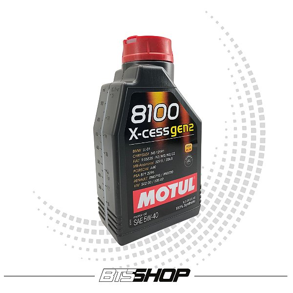 Óleo De Motor 100% SIntético Motul SAE 5W40 8100 X-cess Gen2 1L