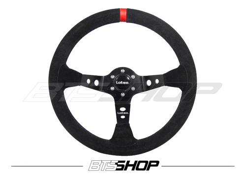 Volante Lotse Dak-Pv Camurça Preto Tarja Vermelha 350mm 90mm