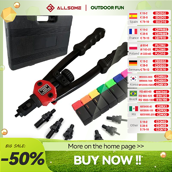 Kit de alicate rebitador de rebite roscado M3 M4 M5 M6 M8 M10 M12