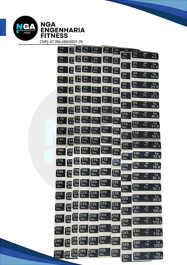 Adesivos de Peso para Halteres e Anilhas