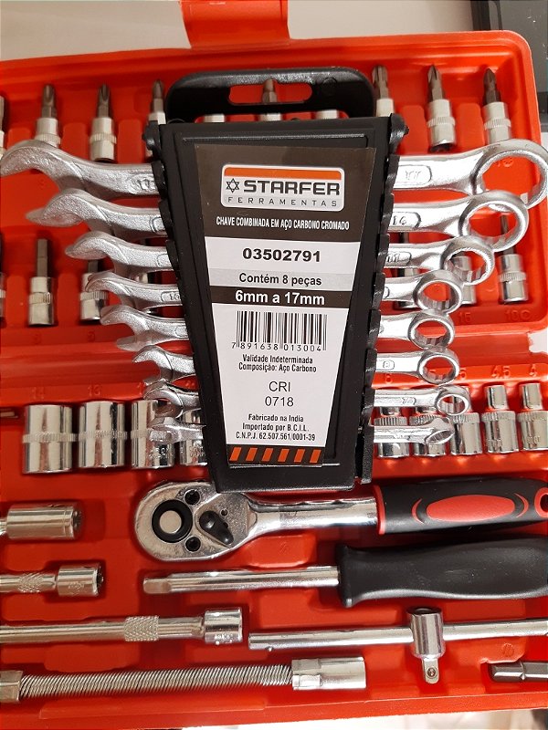 Kit de Soquetes 46 pçs + Conjunto de Chaves Combinadas 8 pçs