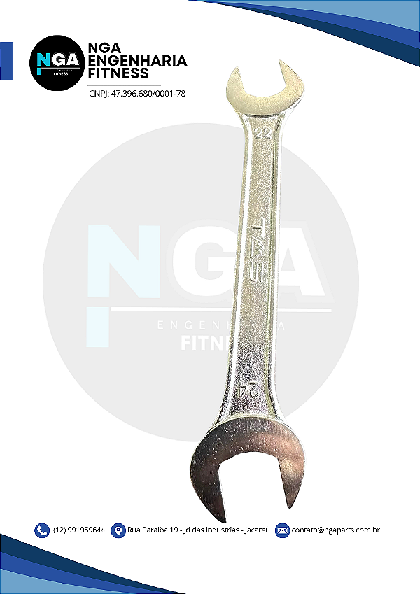 Chave fixa de duas bocas 22mm e 24mm