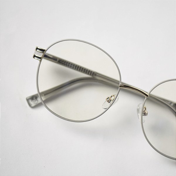Óculos redondo metal branco