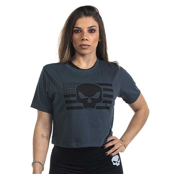 CROPPED BLACK SKULL BANNER CHUMBO