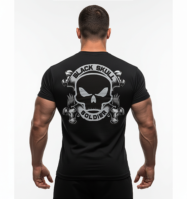 Camiseta Black Skull Dry Fit Bones Uv Original Academia Gym