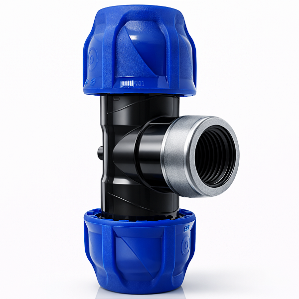 Tê 90° de Compressão PP 110mm x 110mm Rosca Fêmea 4" Reforçada - Aqua Plastic