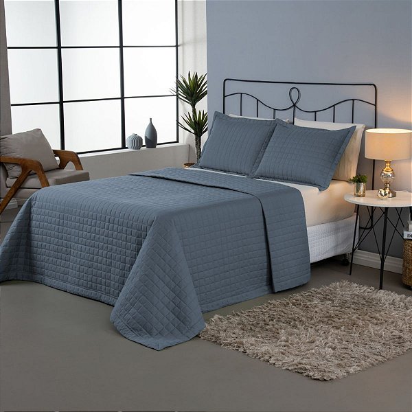 Kit Cobre Leito Matelado Queen 100% Poliéster Percal 300Fios