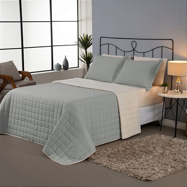 Kit Cobre Leito Matelado Queen Dupla Face Sherpa de Carneiro
