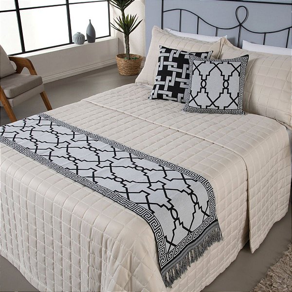 Kit Peseira Grécia 5 Peças Queen Tecido Jacquard