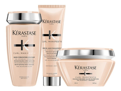 Kit Kérastase Curl Manifesto Shampoo + Máscara Pq + Leave-in