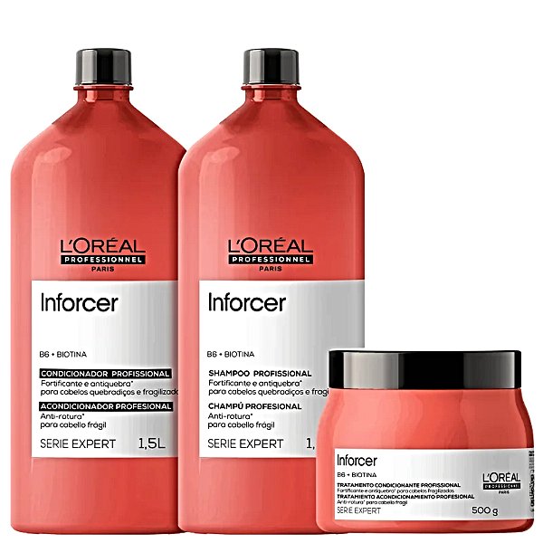 Loreal Kit Inforcer Shampoo+ Cond 1,5L + Mascara 500g
