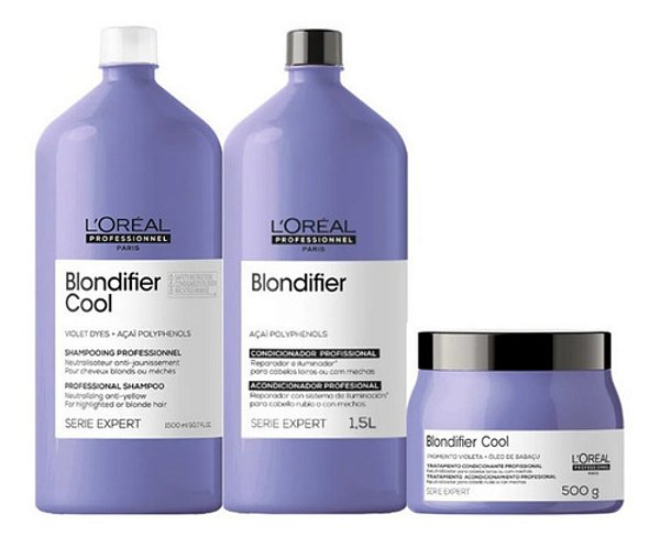 Kit Loréal Blondifier Cool Sh + Cond 1,5L + Masc 500g