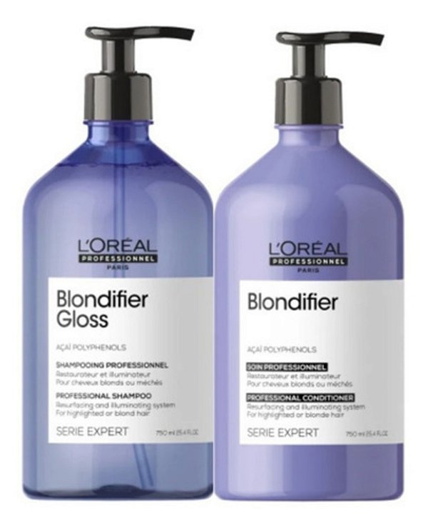 Kit Loréal Blondifier Gloss - Shampoo 750ml + Cond 750ml