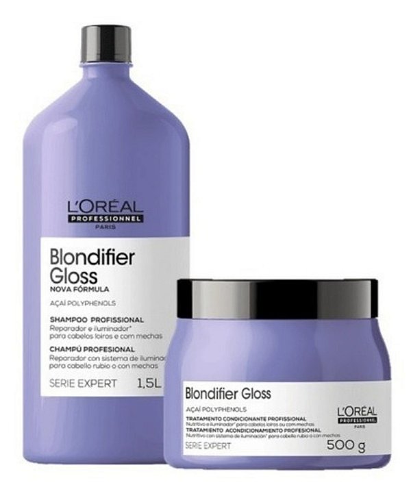 Kit Loréal Blondifier Gloss Shampoo 1,5L +Máscara 500g