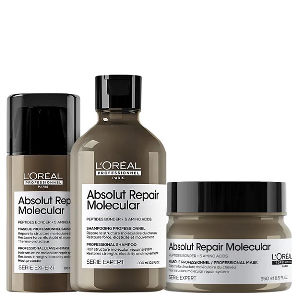 Kit LOréal Molecular Sh 300ml+ Masc 250ml+ Leave-in 100ml