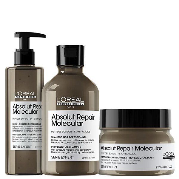 Kit LOréal Molecular Sh 300ml+ Sérum 250ml+ Máscara 250ml