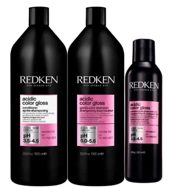 Kit Redken Acidic Color Gloss Sh+ Cond 1L + Tramento