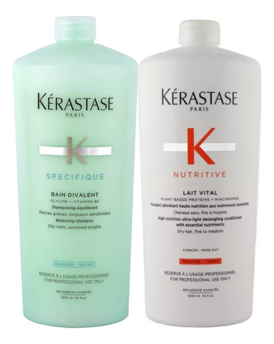 Kit Kérastase Shampoo Divalent 1Litro + Cond Lait Vital 1Litro