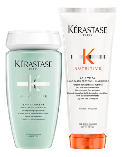 Kit Kérastase Shampoo Divalent 250ml + Cond Lait Vital 200ml