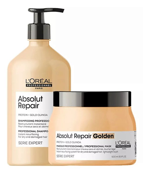 Kit Loreal Gold Quinoa Shampoo 750 ml + Mascara Finos 500ml