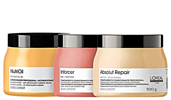 Kit Loréal Cronograma Capilar Máscara 3X 500ml