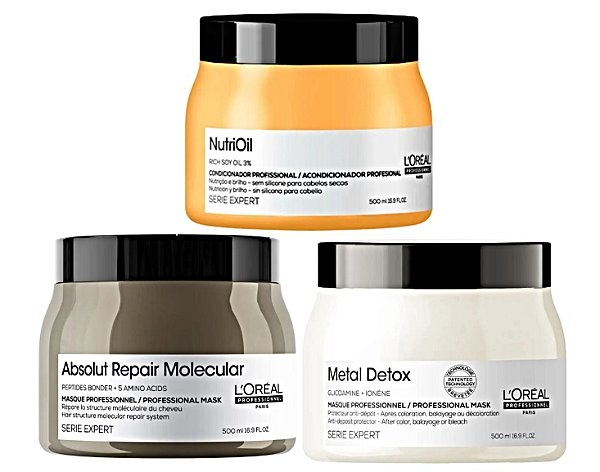 Kit Loréal Cronograma Molecular+ Metal Detox+ Nutrioil gd