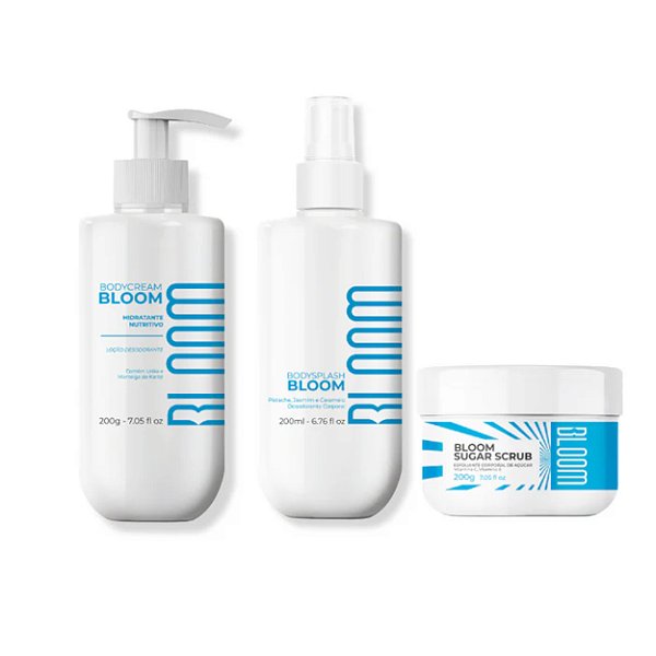Kit Bloom Body Splash 200ml+ Body Cream+ Esfoliante 200g