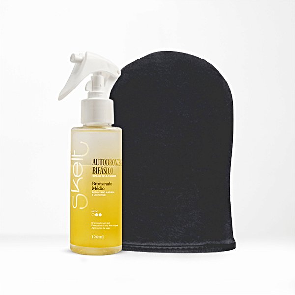 Kit Skelt Autobronzeador Bifásico 120ml+ Luva Aplicadora