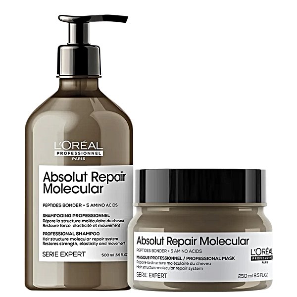 Kit Loréal Absolut Molecular Shampoo 500ml + Máscara 250ml