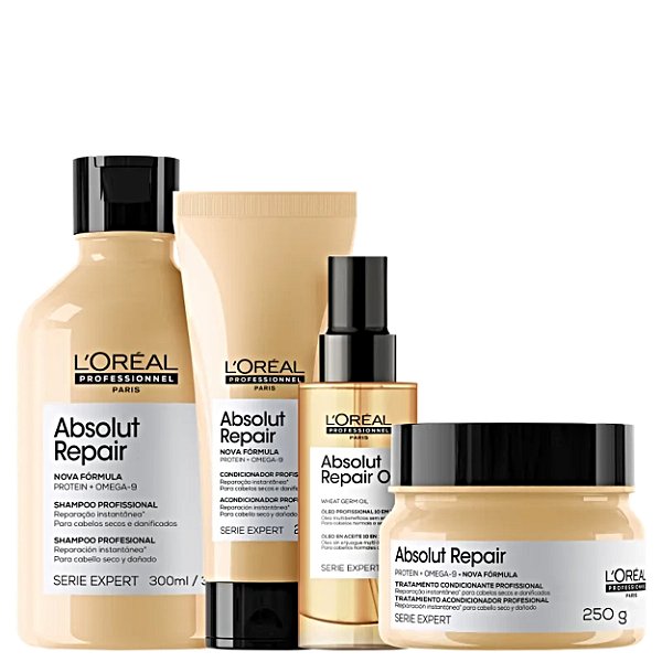 Kit Loréal Absolut Repair Sh+ Cond+ Másc pq+ Óleo 90mls