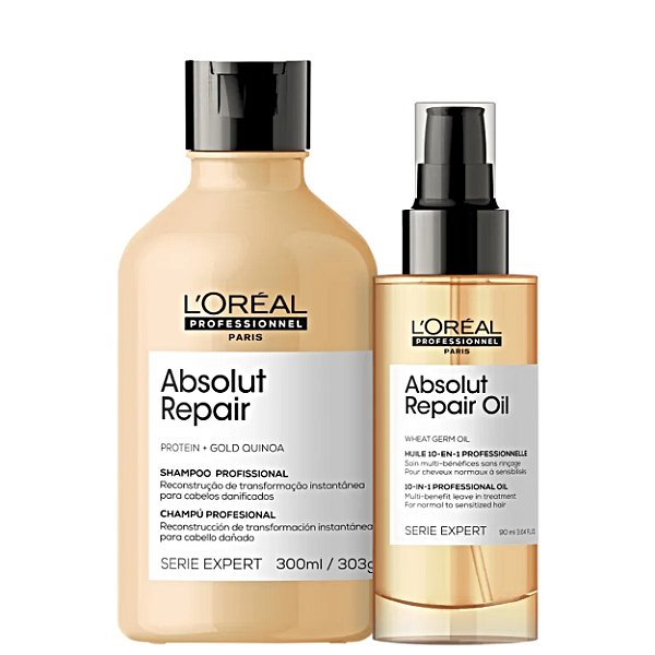 Kit Loréal Absolut Repair Shampoo 300ml+ Óleo 10in1 90ml