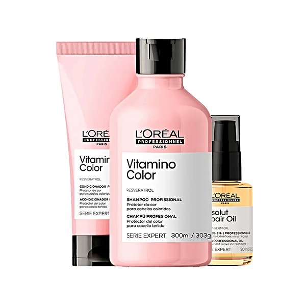 Kit Loréal Vitamino Color Sh+ Cond+ Absolut Repair Oil 30ml