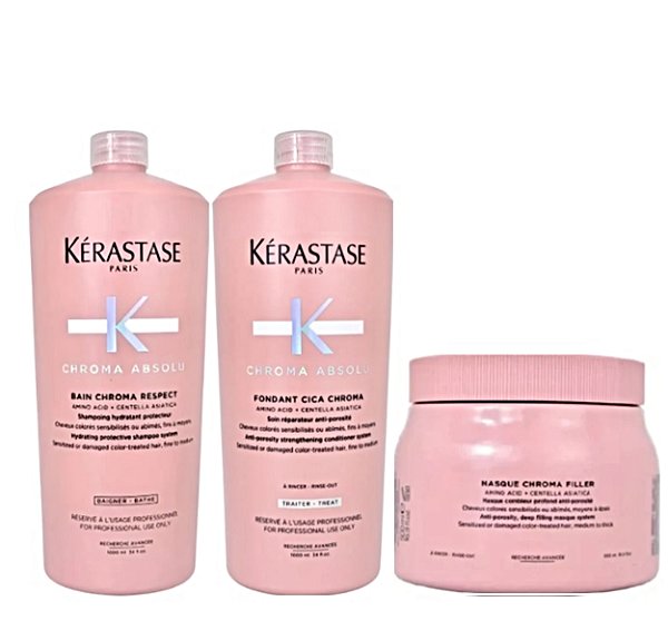 Kit Kérastase Chroma Absolu Shampoo+ Cond 1L + Máscara 500g