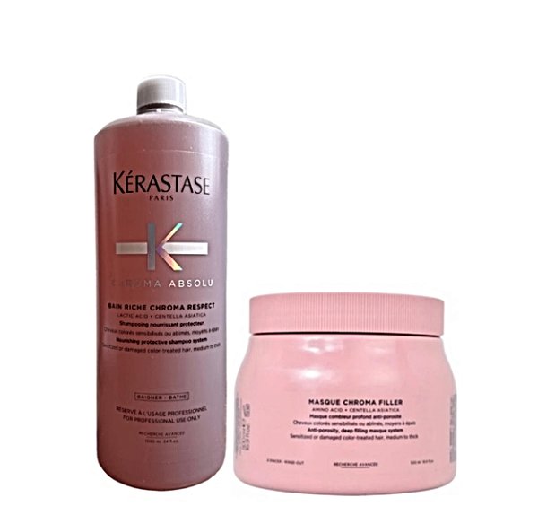Kit Kérastase Chroma Absolu Riche Shampoo 1L+ Máscara 500ml