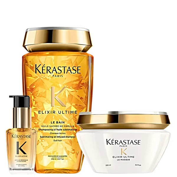 Kit Kérastase Elixir Ultime Shampoo+ Máscara+ Óleo 30ml