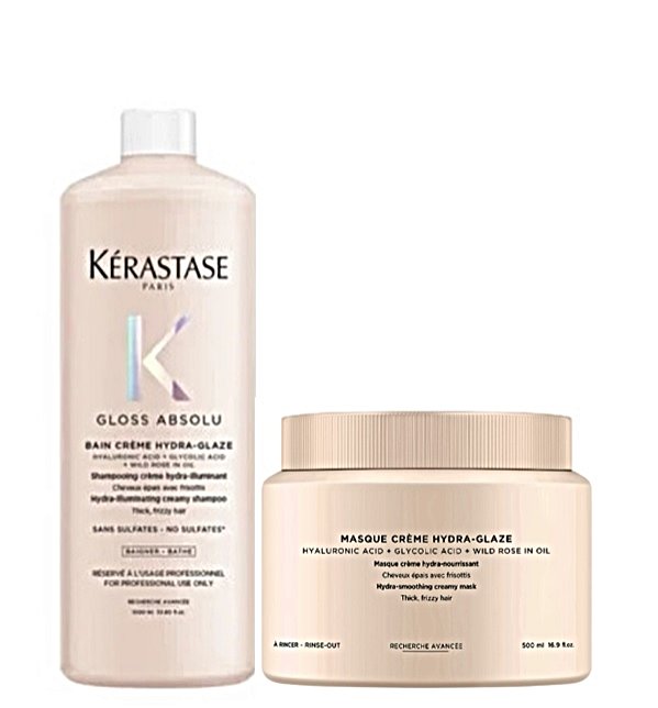 Kit Kérastase Gloss Absolu Bain Creme Shampoo 1L+ Máscara 500g