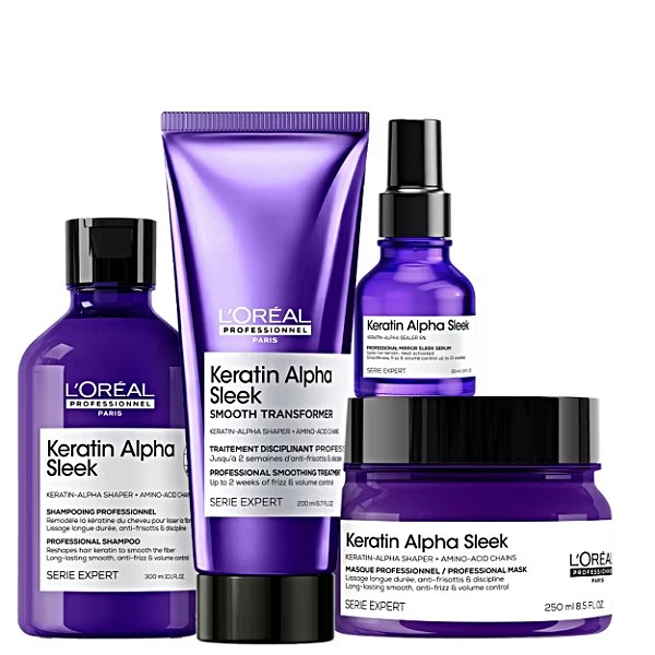 Kit Loréal Keratin Alpha Sleek Shp+ Tratamento+ Másc+ Sérum