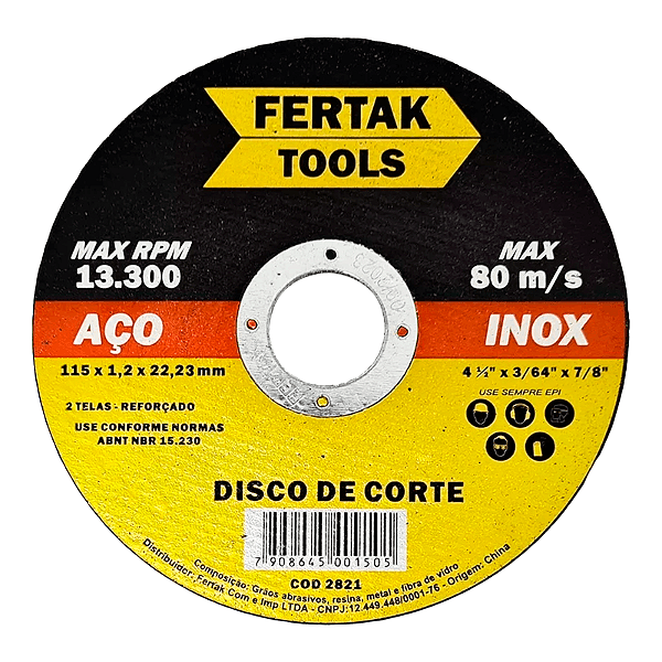 10 UN DISCO CORTE INOX 04.1/2  115X1,2X22MM 2821