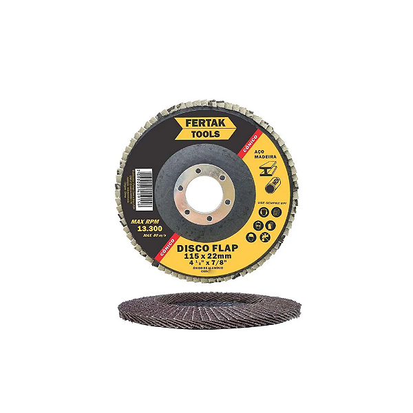 5UN DISCO FLAP #120 115X22MM CONICO 2833 FERTAK