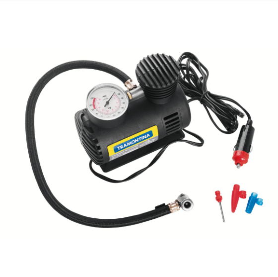 COMPRESSOR AR PORTATIL PARA CARROS TRAMONTINA 300psi 12V 50W