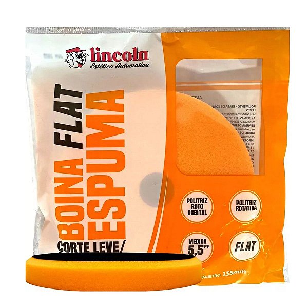Boina de Espuma Laranja 5,5 Pol. Flat Corte Leve/ Refino
