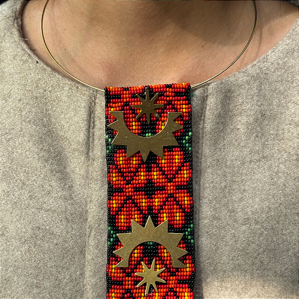 Colar choker com miçanças indígenas