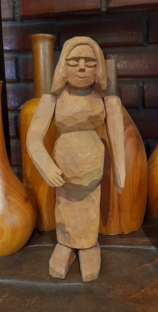 Escultura- Boneca grávida em madeira