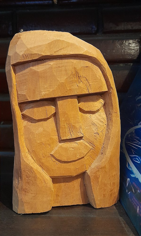 Escultura- Cabeça em madeira, por Simone Souza (Tam M)