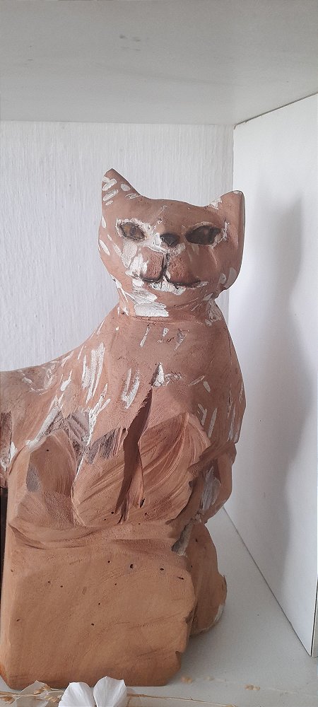 Escultura- Gato em madeira