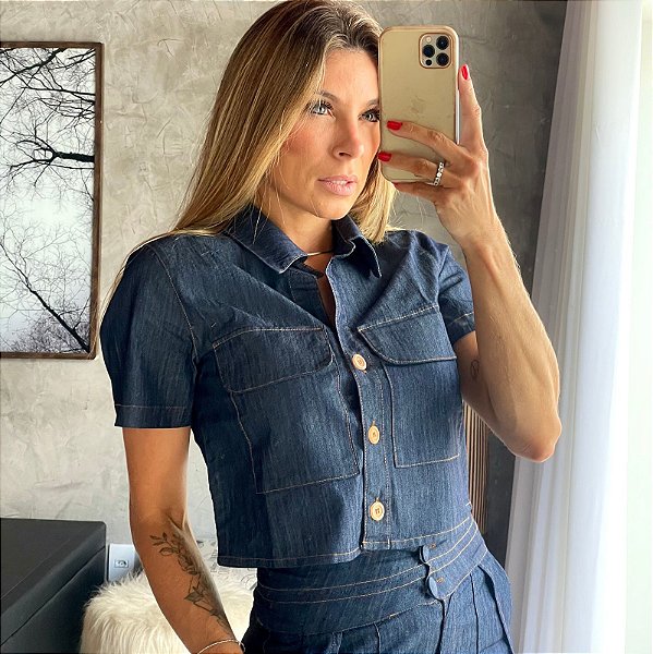 Blusa Jeans c/ Bolsos