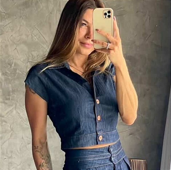 Blusa Jeans sem bolsos