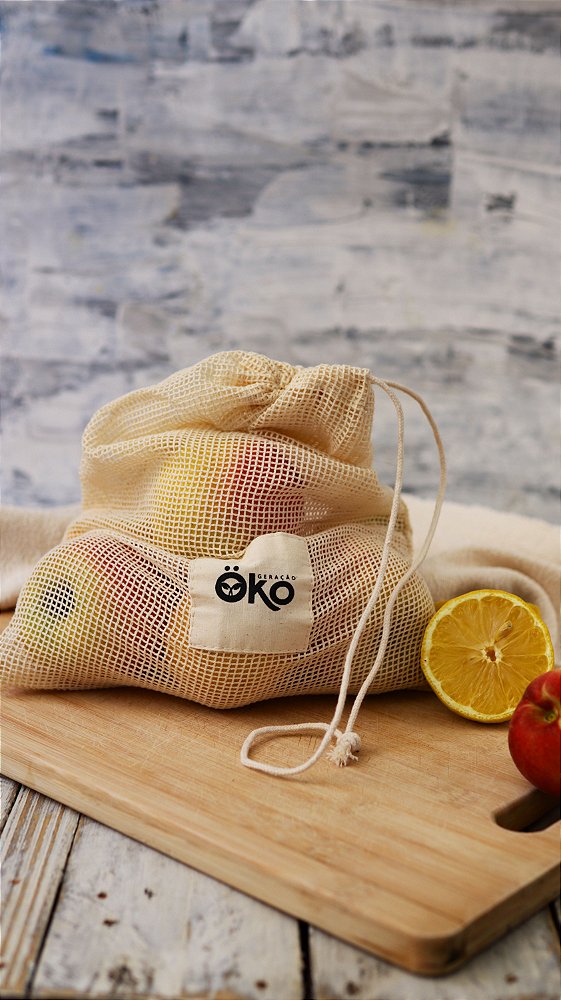 Saco Orgânico Telado em Algodão Médio - Kit Com 2 Unidades