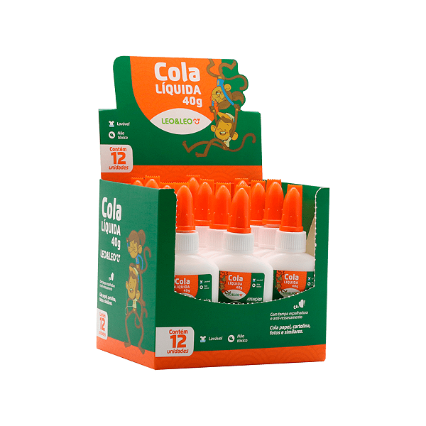 Cola Branca Escolar Liquida 40 Gramas Cx/12 Und Leoeleo