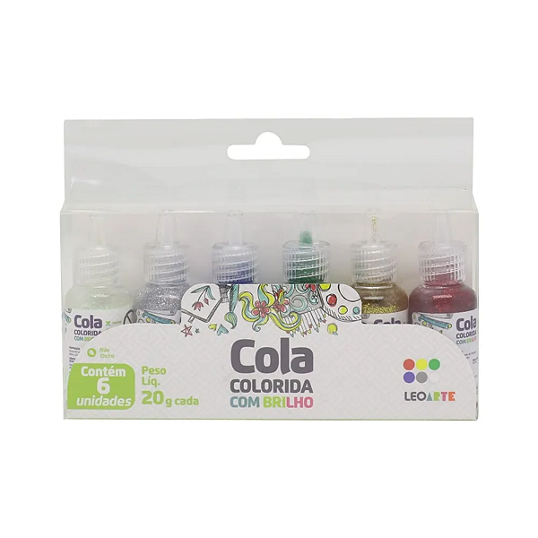 Cola Com Brilho 20G 6 Cores Pct/8Cx